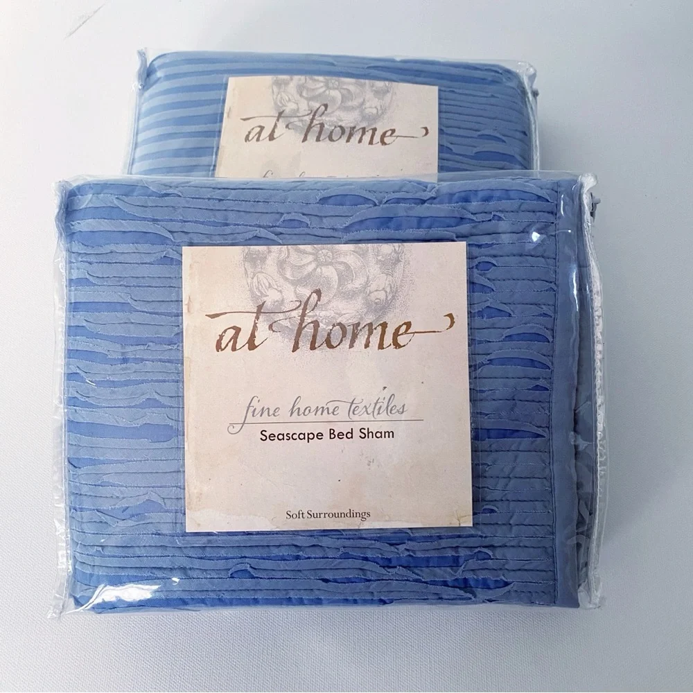 SOFT SURROUNDINGS At Home Seascape Bed Shams Qu NWT